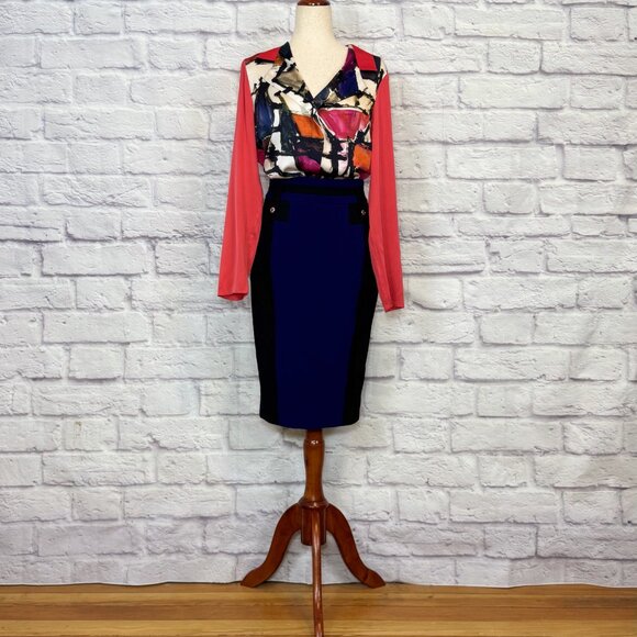 Elie Tahari Silk Abstract Print Blouse - Picture 5 of 9